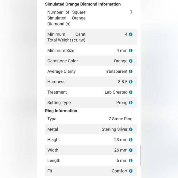 Orange Diamond 7 Stone Ring in Sterling Silver 4.00 ctw - Picture 9 of 15